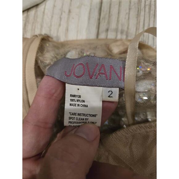 Jovani Gold Beaded Mermaid Prom Dress Size 2 V-Neck Sleeveless Long - Picture 15 of 16